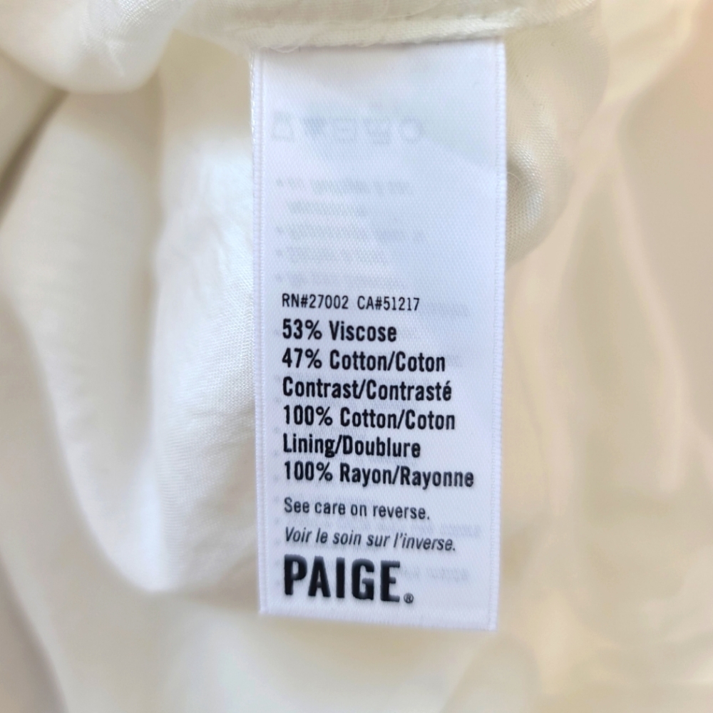 PAIGE Jaslene Long Sleeve Tassels Tiered Mini Dress In White Size Small - Picture 6 of 14